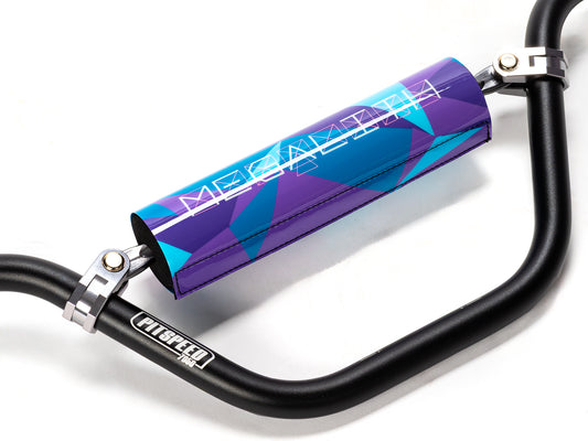 Stomp Ebox Megalith handlebar in purple and blue, shown from a side angle against a white background.