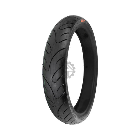 Rear road motorcycle tire, CST brand, size 90/80-17, model 31313, black rubber, displayed against a white background.