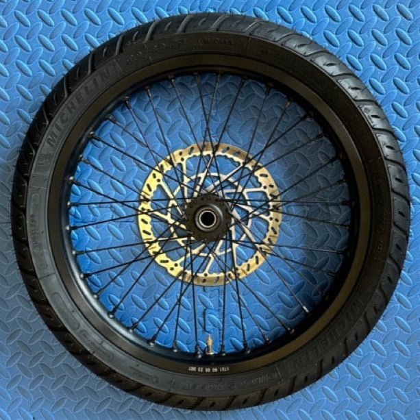Throne eMoto wheel set Michelin Super Moto CST 17X1.6 Front Wheel & Tire Set for E - Moto Bike Use *Does not include rotor or sprocket* - Throne Wheel & Tire Set - Throne | CST | 17X1.6 | Front Wheel & Tire Set eBike Super Shop