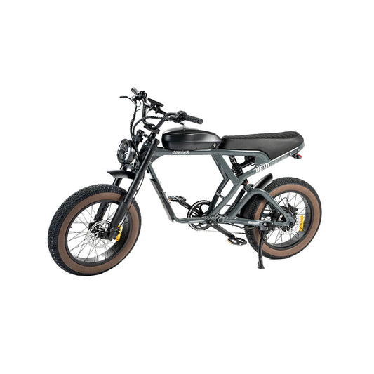 Electric bike Cougar model in anthracite color, side view, displayed on a white background.