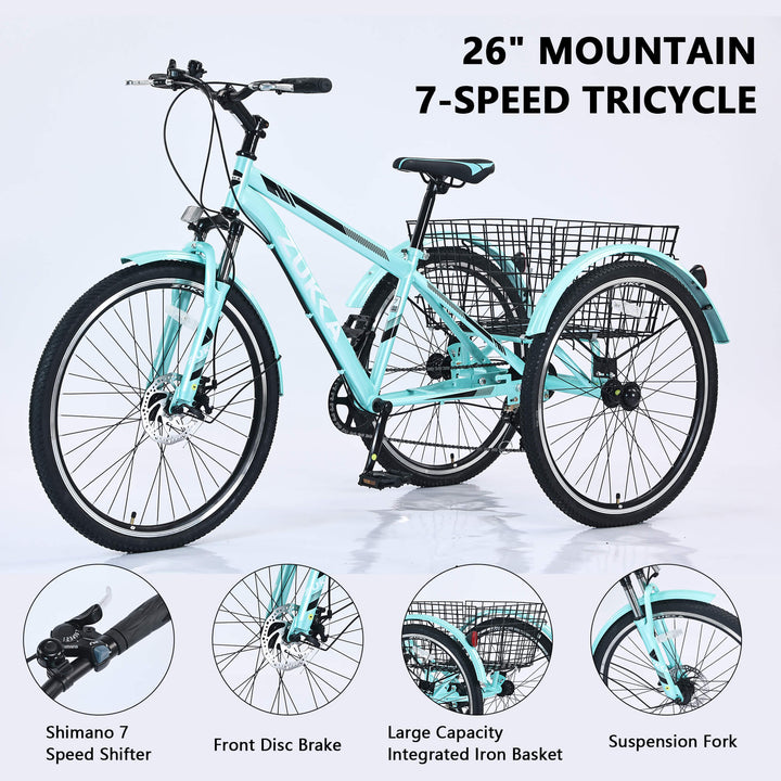 Zukka Wanda 26“ 7 - Speed Mountain Adult Tricycle - SHP - W1019121342 eBike Super Shop