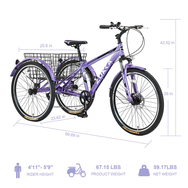Zukka Wanda 26“ 7 - Speed Mountain Adult Tricycle - SHP - W1019121342 eBike Super Shop