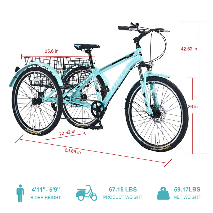 Zukka Wanda 26“ 7 - Speed Mountain Adult Tricycle - SHP - W1019121342 eBike Super Shop