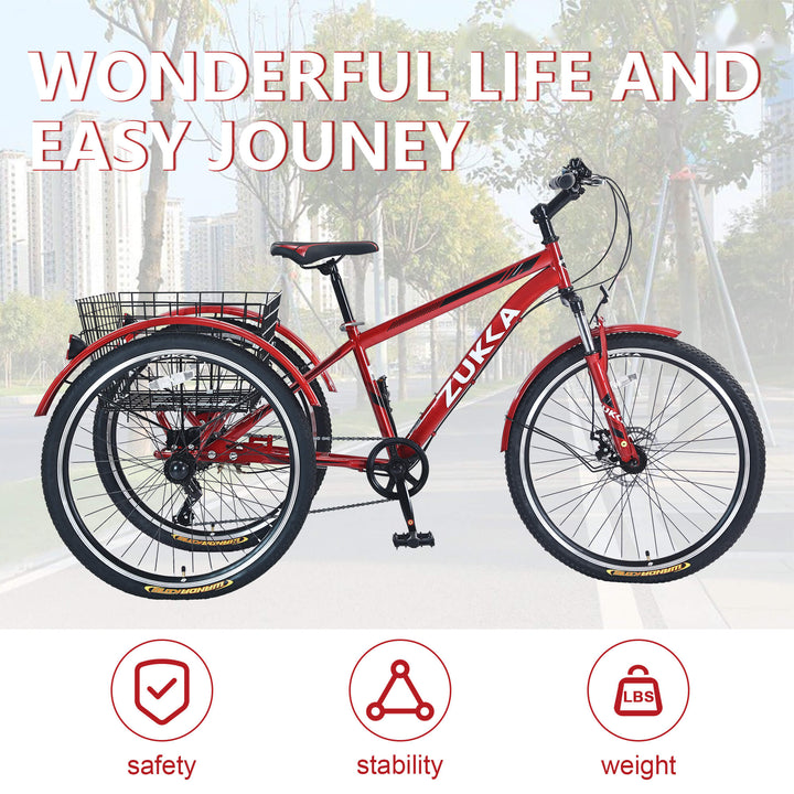 Zukka Wanda 26“ 7 - Speed Mountain Adult Tricycle - SHP - W1019121342 eBike Super Shop